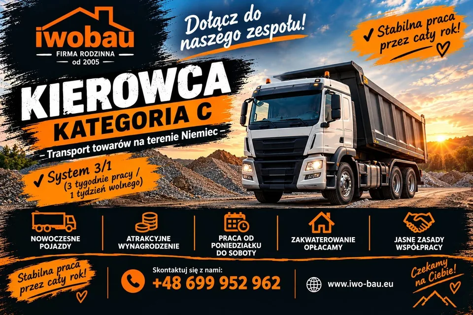 Kierowca kat.  C na wywrotkę od zaraz potrzebny