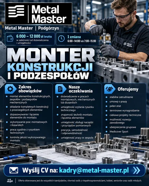 Monter konstrukcji i podzespołów
