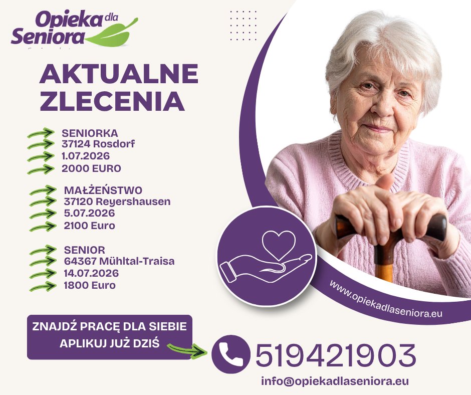 🍃Zlecenie do Seniorki  🏠 37124 Rosdorf – 6 km od Getyngi