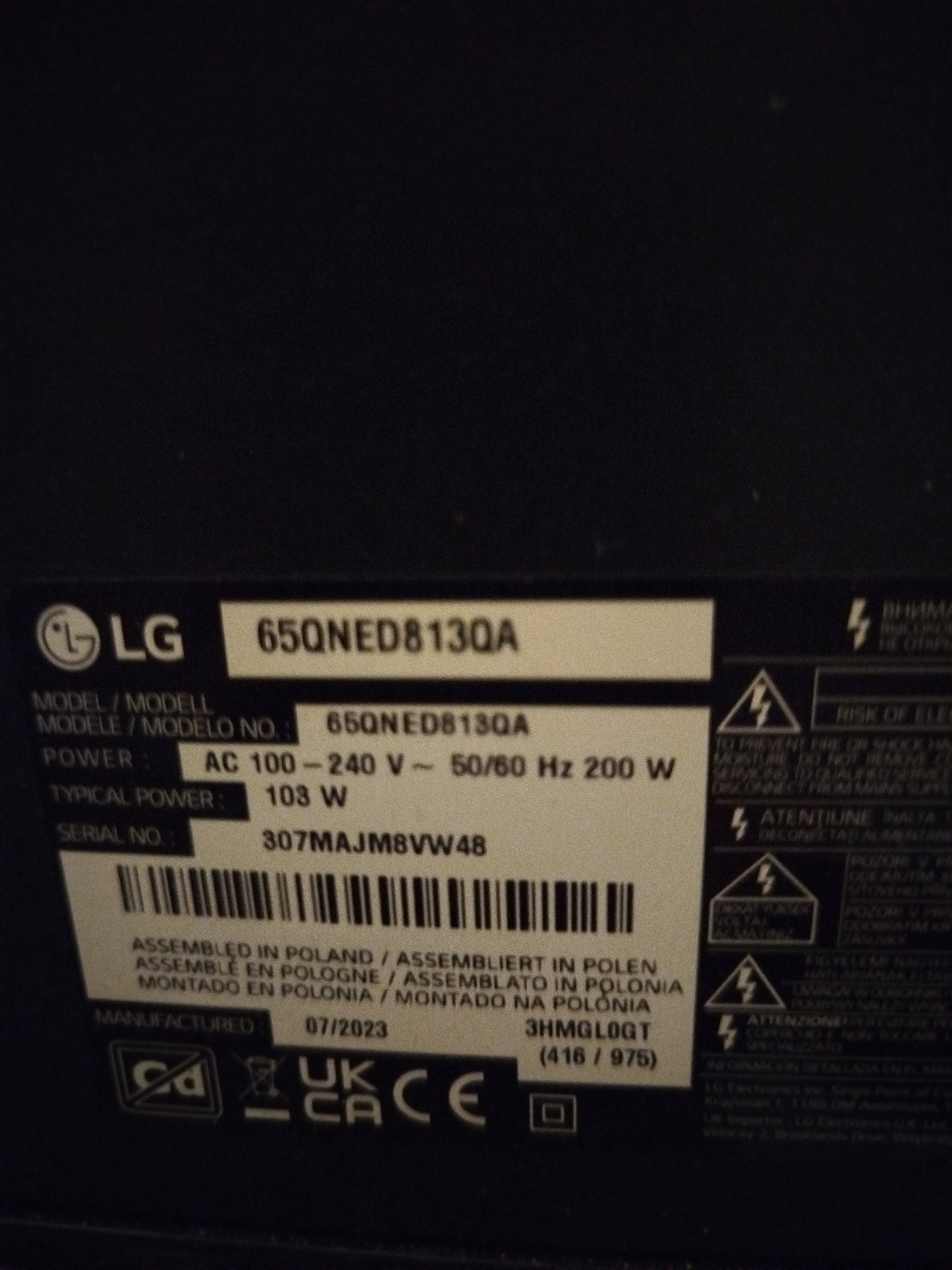 TV 65 cali LG