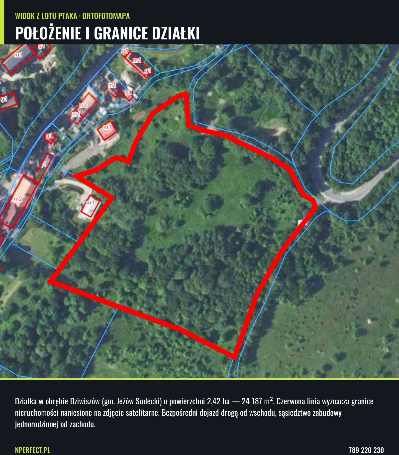 Widokowa działka 2,42 ha - Dziwiszów