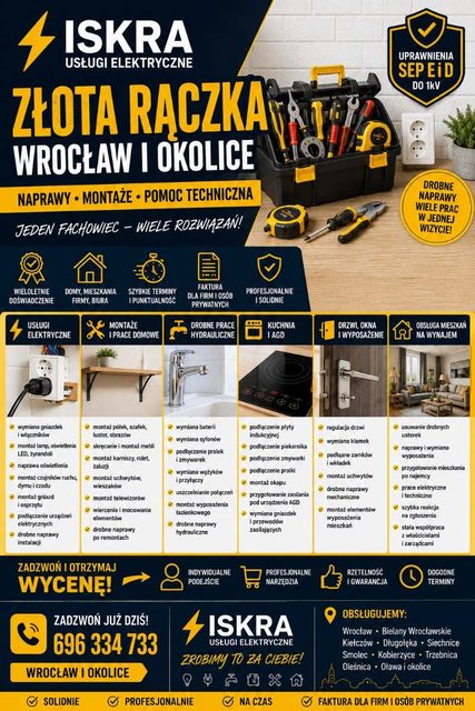Złota Rączka Wrocław, Elektryka, Hydraulika, Montaż, 1Naprawa