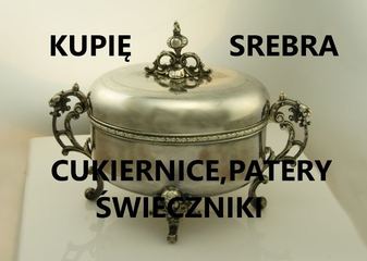 Kupię srebrne CUKIERNICE,PATERY,ŚWIECZNIKI,biżuterię kontakt 694972047