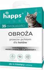 HAPPS obroża przeciw pchłom dla kotów, działa do 4 miesięcy